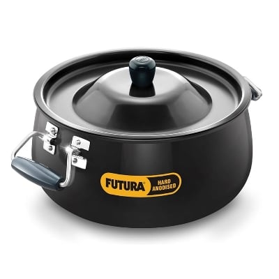 Picture of Hawkins Futura 12 Litre Bigboy Biryani Handi, Polished Hard Anodised Pot with Hard Anodised Lid, Sauce Pan for Cooking and Serving Biriyani